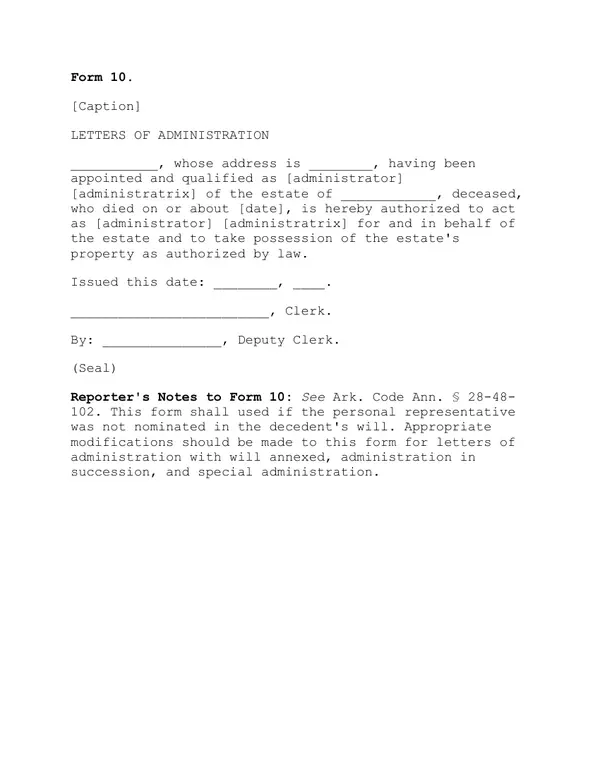 First page of Letters of Administration