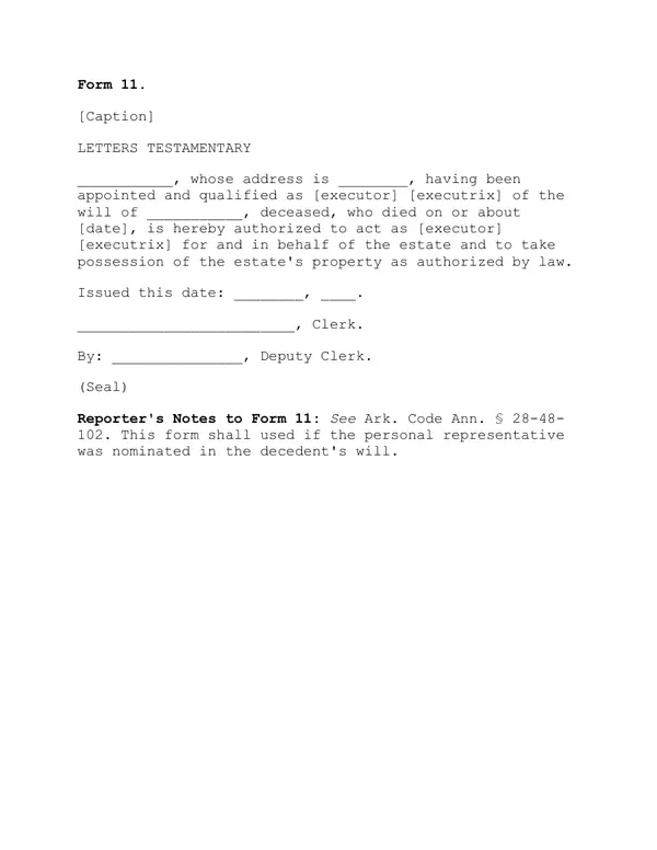 First page of Letters Testamentary
