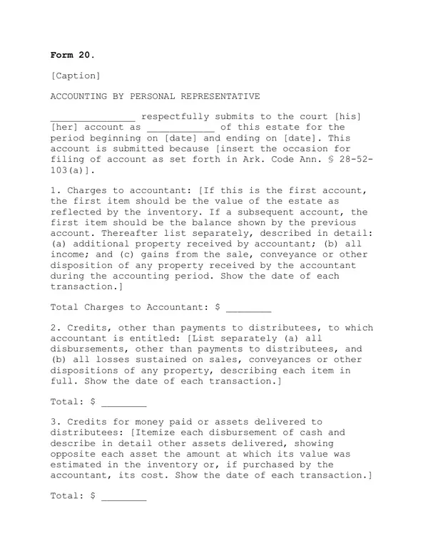 First page of Accounting by Personal Representative