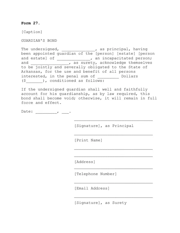 First page of Guardian's Bond