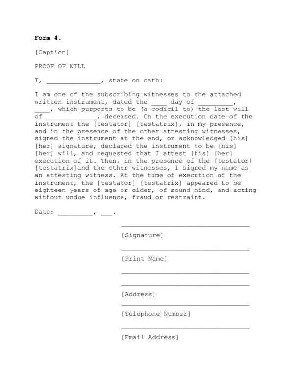 First page of Proof of Will