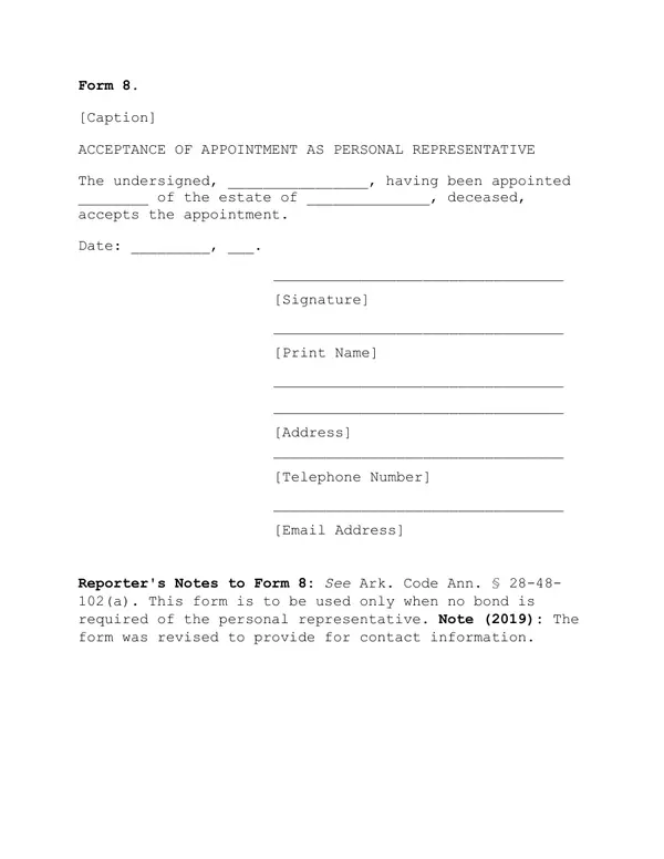 First page of Informal Probate Application for Appointment as Personal Representative