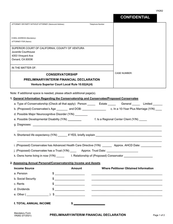 First page of Preliminary/Interim Financial Declaration