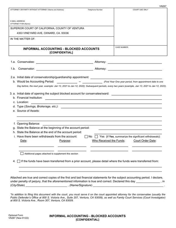 First page of Informal Accounting - Blocked Accounts [Confidential]