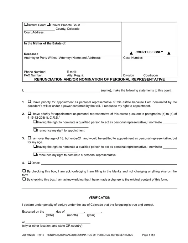 First page of Conservator's Report – Adult or Minor