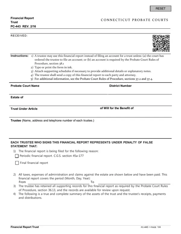 First page of Financial Report Trust
