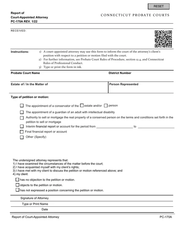 First page of Report of Court-Appointed Attorney
