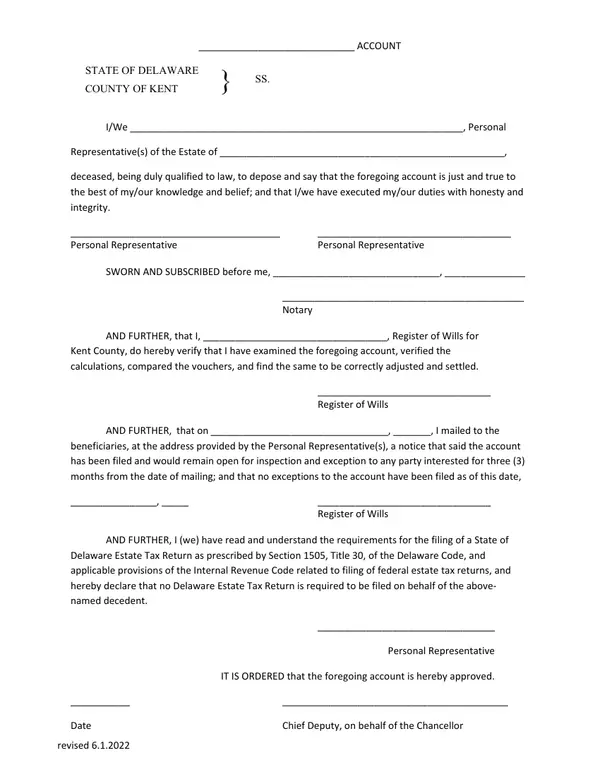 First page of Account