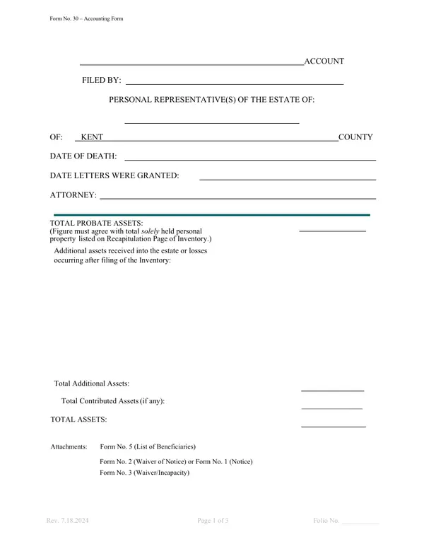 First page of Accounting Form
