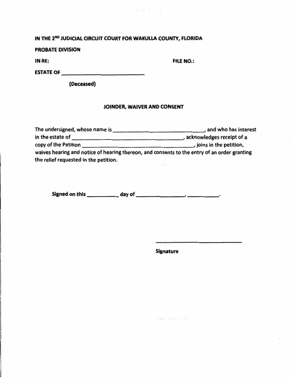 First page of Joinder, Waiver and Consent