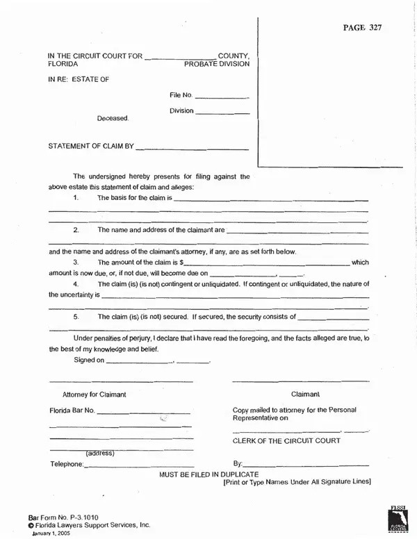 First page of Statement of Claim