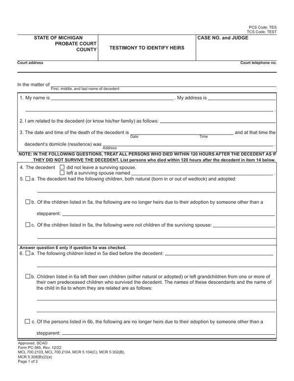 First page of Verified Petition for Disposition of Personal Property Without Administration