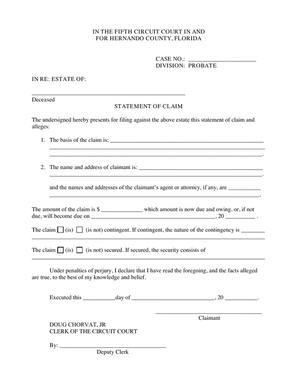 First page of Statement of Claim