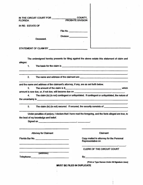 First page of Statement of Claim