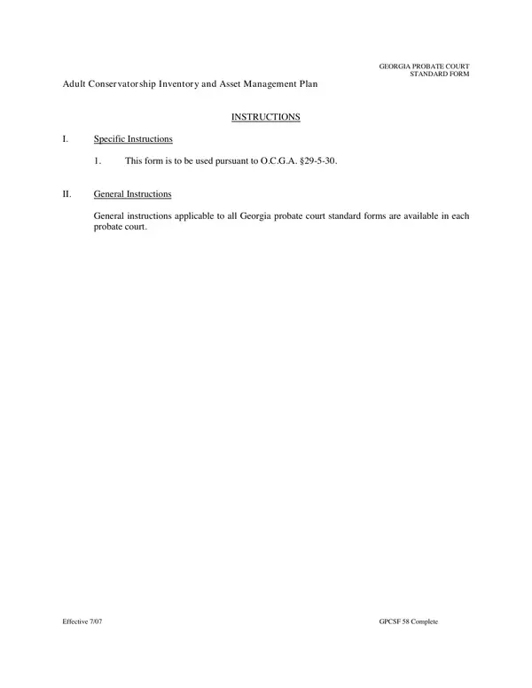 First page of Adult Conservatorship Inventory and Asset Management Plan