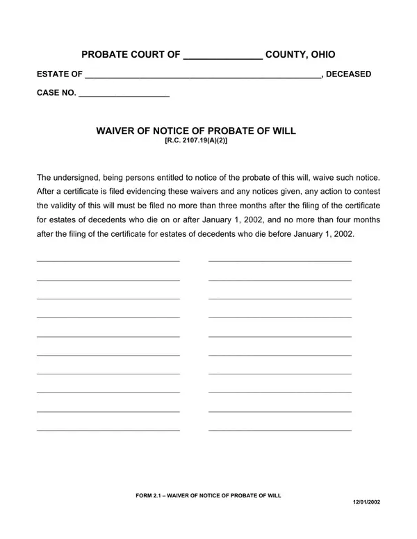 First page of Supplement to Petition Seeking Appointment as Testamentary Guardian