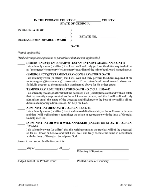 First page of Oath