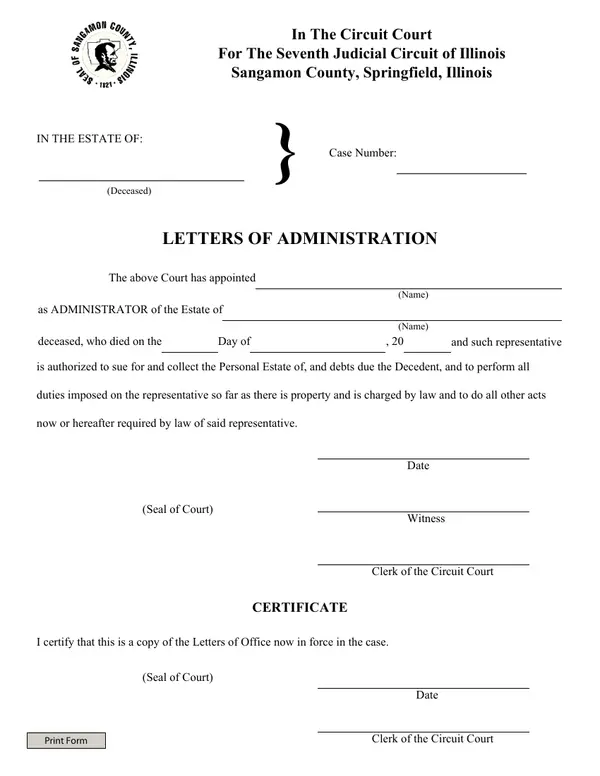First page of Letters of Administration