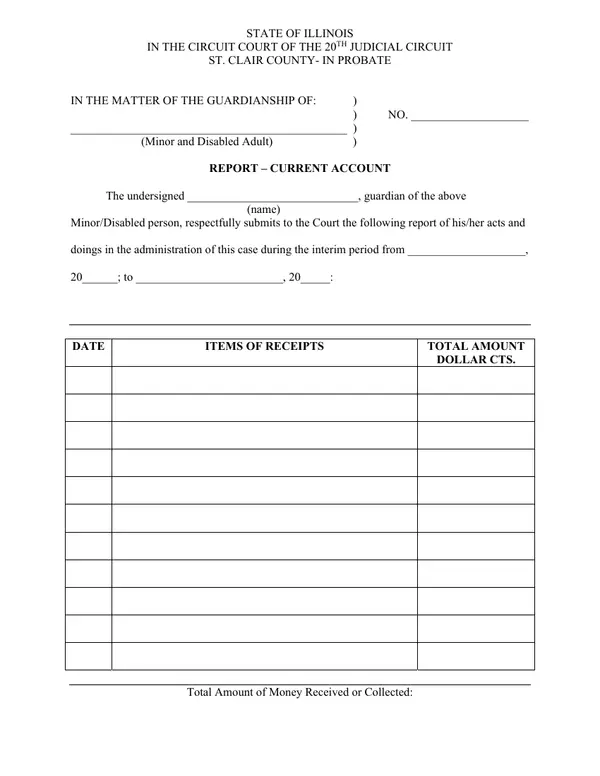 First page of Report – Current Account