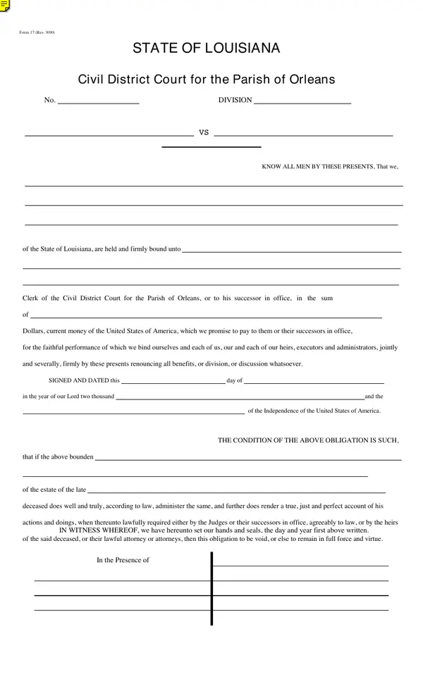 First page of Administrator's Bond