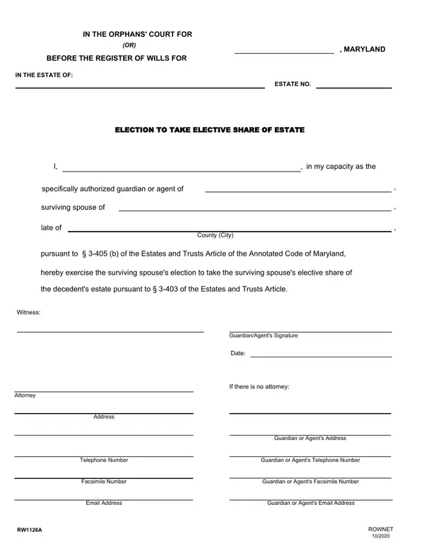 First page of Election to Take Elective Share of Estate