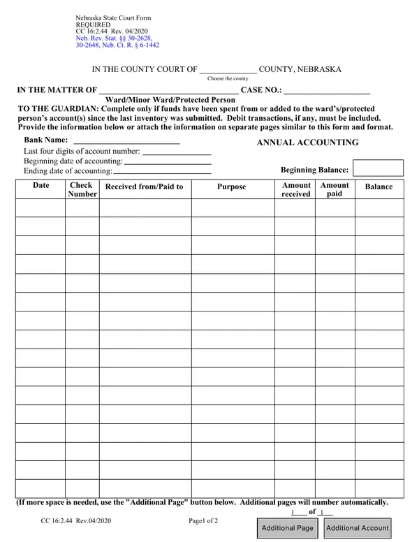 First page of Annual Accounting