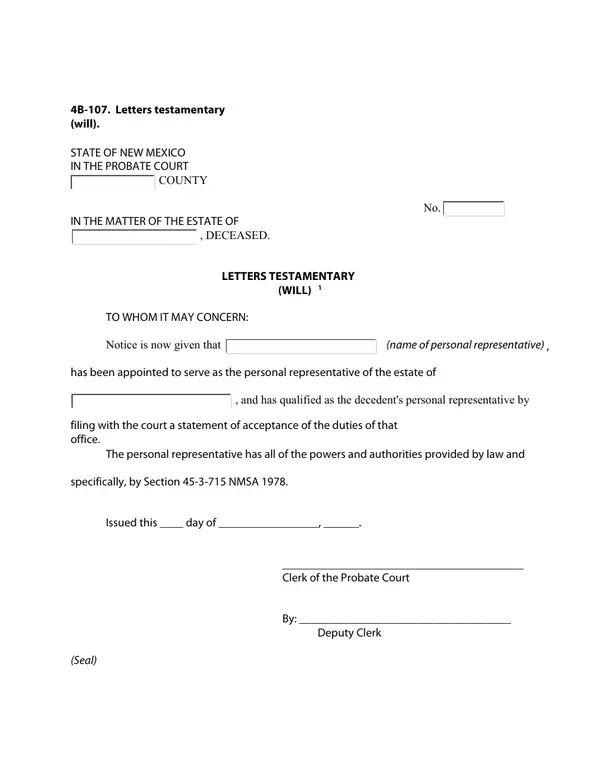 First page of Letters Testamentary (Will)