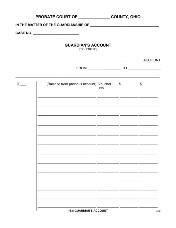 First page of Guardian's Account