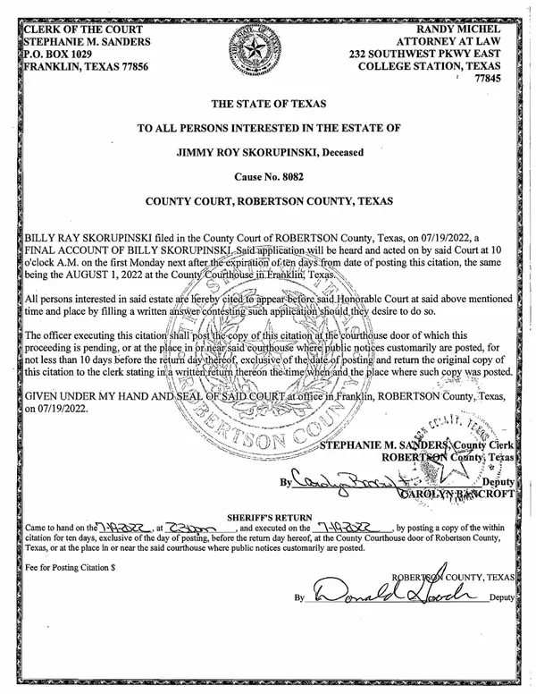 First page of Report of Guardian of the Estate