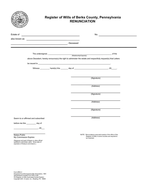 First page of Renunciation