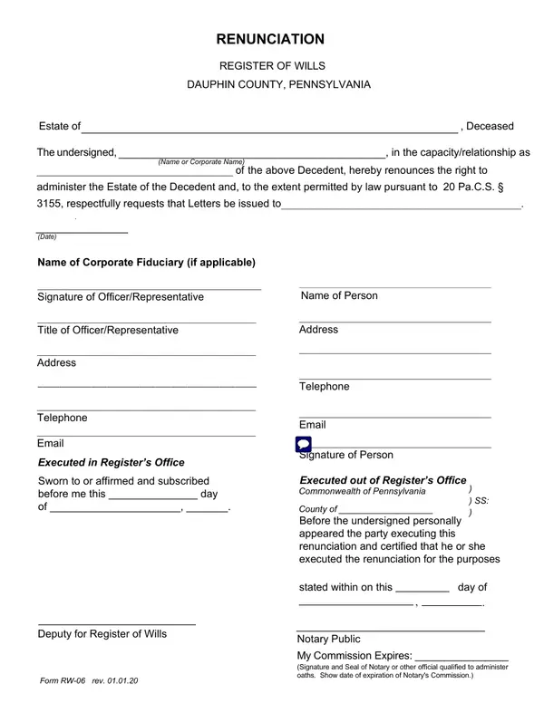 First page of Renunciation