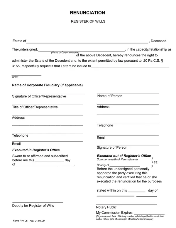 First page of Renunciation