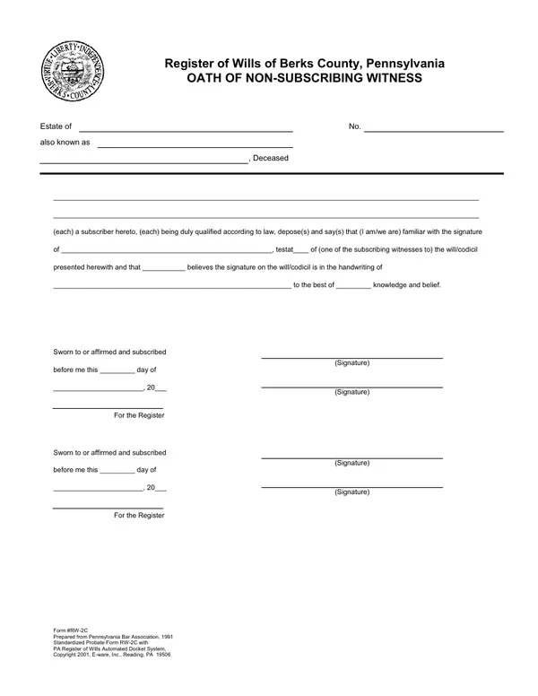 First page of Oath of Non-Subscribing Witness