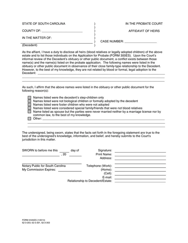 First page of Affidavit of Heirs