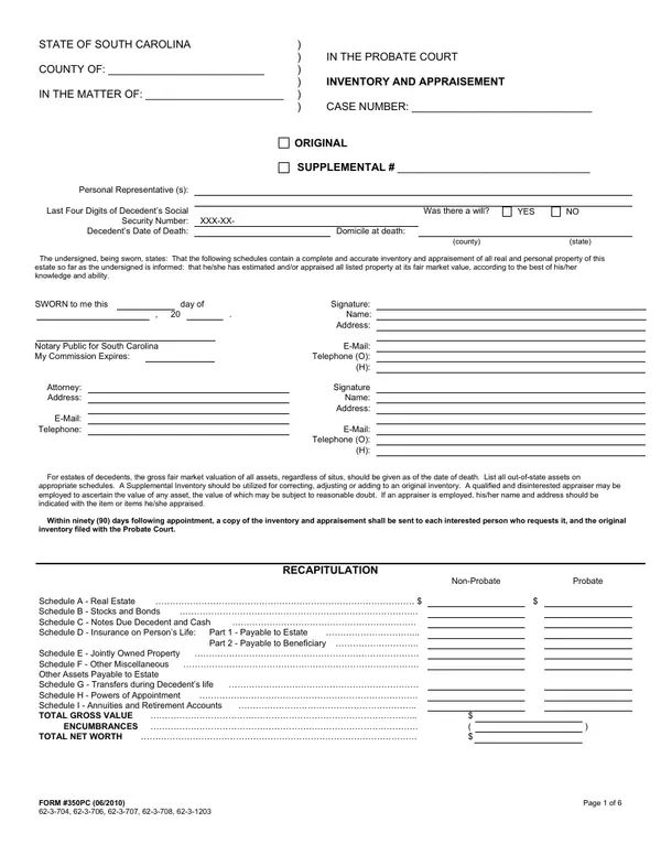 First page of Inventory and Appraisement