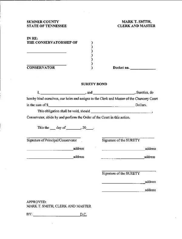 First page of Surety Bond