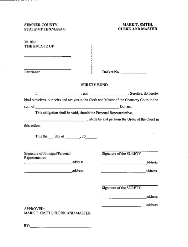 First page of Surety Bond