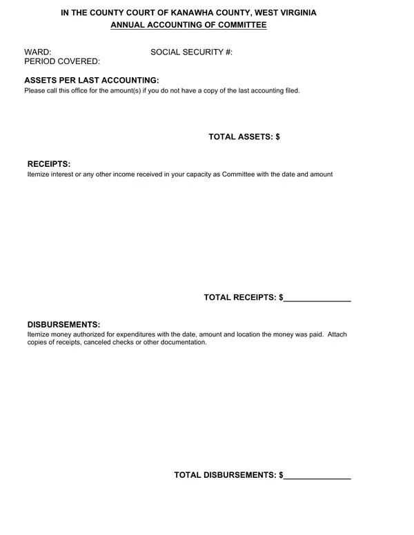 First page of Annual Accounting of Committee