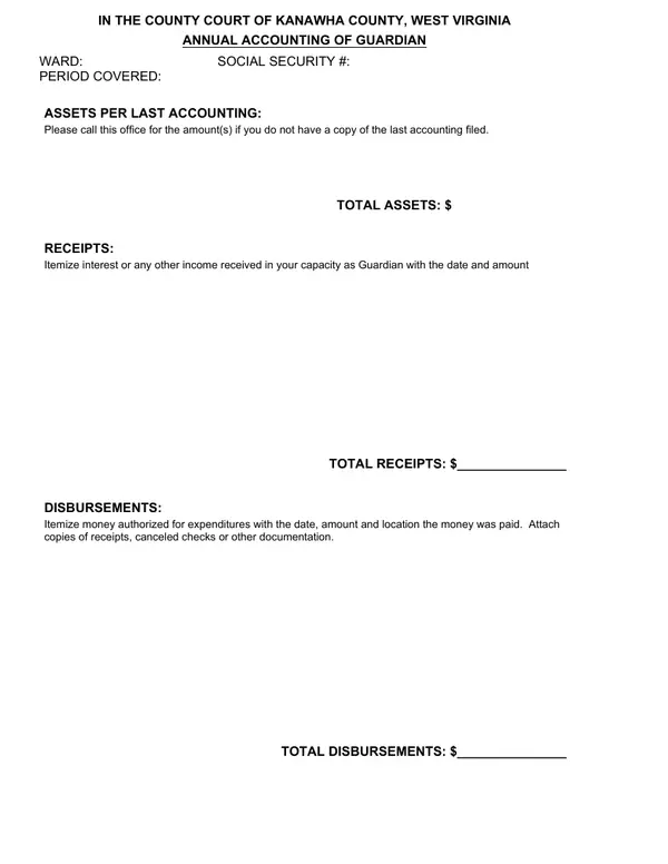 First page of Annual Accounting of Guardian