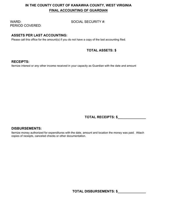 First page of Final Accounting of Guardian