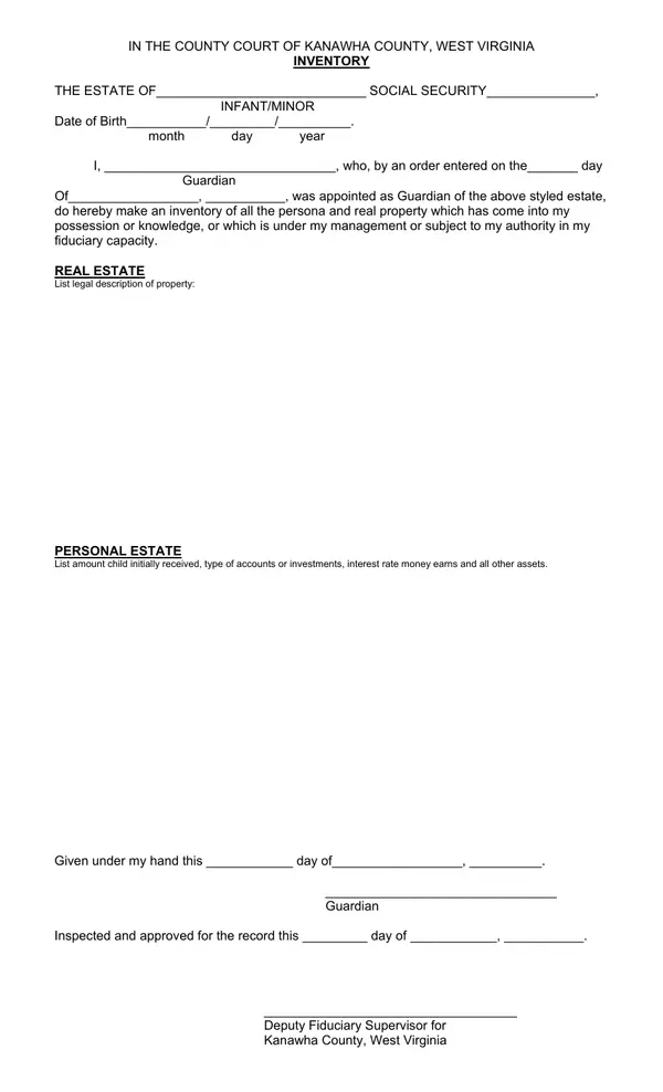 First page of Inventory
